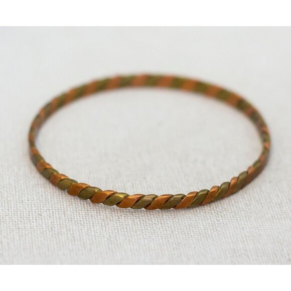 8 inch, Vintage Copper/Brass Alternating Spiral Bangle - AX9 - Picture 1 of 3